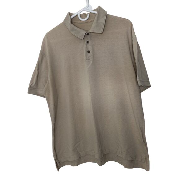 Redhead Bass Pro Mens Size L Tan Short Sleeve Button Collared Polo Shirt Cotton - Picture 1 of 6
